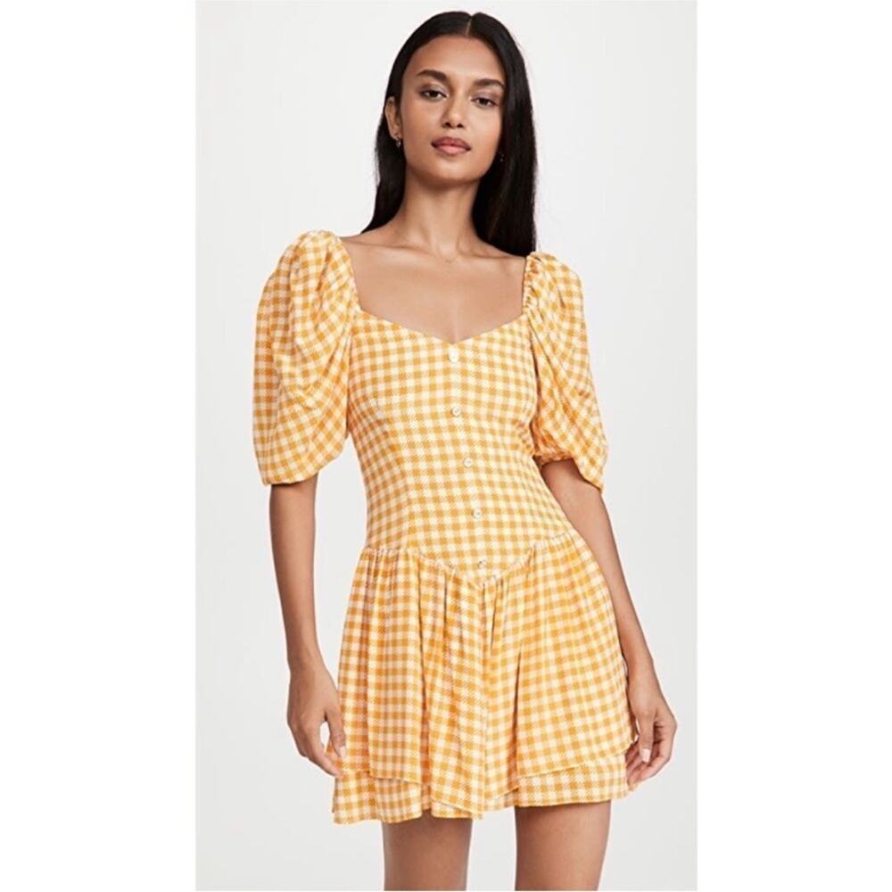 CAROLINE CONSTAS Quinn Gingham Silk Mini Dress